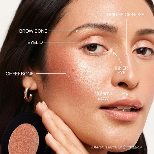 Saie Glow Sculpt Multi-Use Highlighter & Cream Blush - Lightweight Formula with Hyaluronic Acid & Micropearl - Quartzglow (.02 oz)