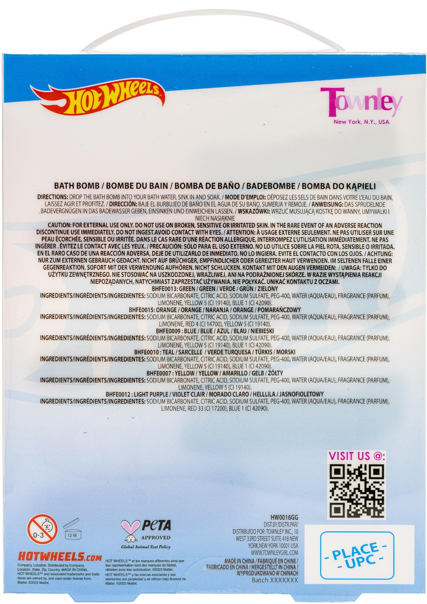 Hot Wheels 6 Piece Bath Bombs for Kids, Bubble Gum Scented, Bath Toys for Kids, Ages 3+, by Townley Girl