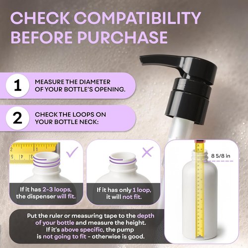 Brightfrom Universal Dispensing Pump - Ideal for Shampoo & Conditioner | Fits 12oz to 33.8oz Bottles, 2 Pack, White/Black