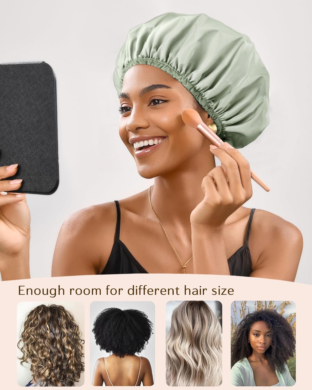 Yanibest Shower Cap - Reusable Waterproof Double Layer Design | Washable Hair Bonnet with Soft Non-Slip Band