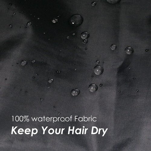 Auban Extra Large Shower Cap - Double-Layer Waterproof Bonnet for Thick, Long Hair | Black Satin Lining