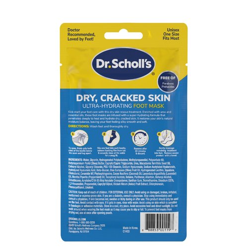 Dr. Scholl's Dry, Cracked Skin, Ultra Hydrating Foot Mask, 3 Pairs Moisturizing Socks: Intensely Moisturizes Repairs and Softens Rough Dry Skin with Urea & Essential Oils for Dry Cracked Feet