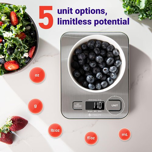 Etekcity Digital Kitchen Scale - Accurate Grams & Ounces Measurement for Cooking & Meal Prep | Medium 304 Stainless Steel