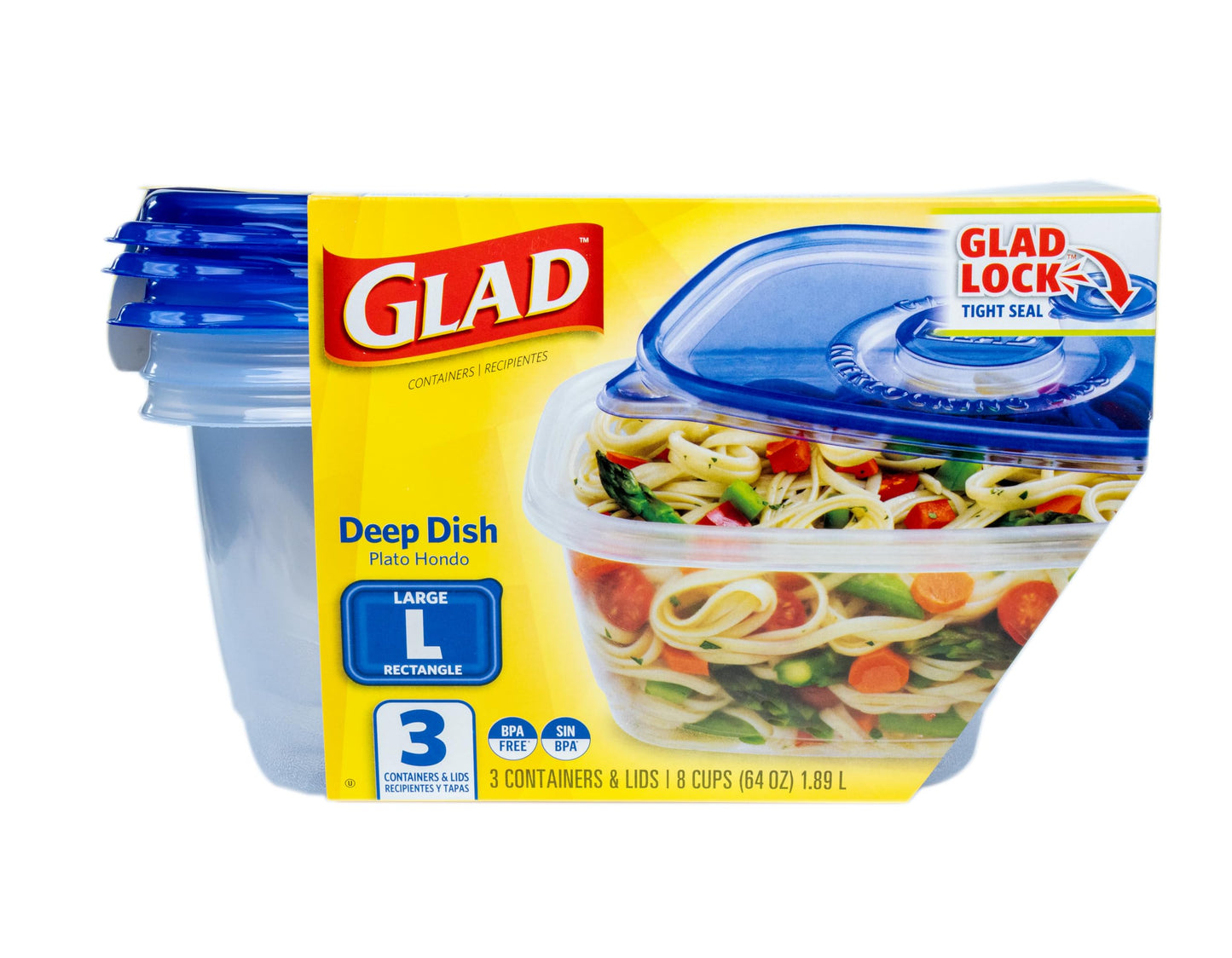 Glad GladWare To Go Snack Food Storage Containers - Medium Round - Meal Container Holds up to 24 Ounces of Food - Lock Tight Seal, 4 Count