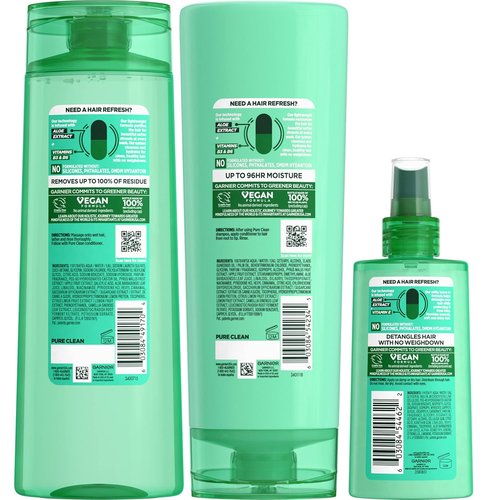 Garnier Fructis Pure Clean Shampoo & Hydrating Conditioner Set | 3-Piece Hair Care Kit