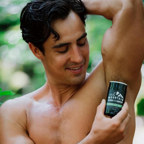 Rocky Mountain Barber Company Natural Deodorant for Men - Aluminum Free, Plant-Based, Peppermint - 2 Pack, 2.65 oz Each