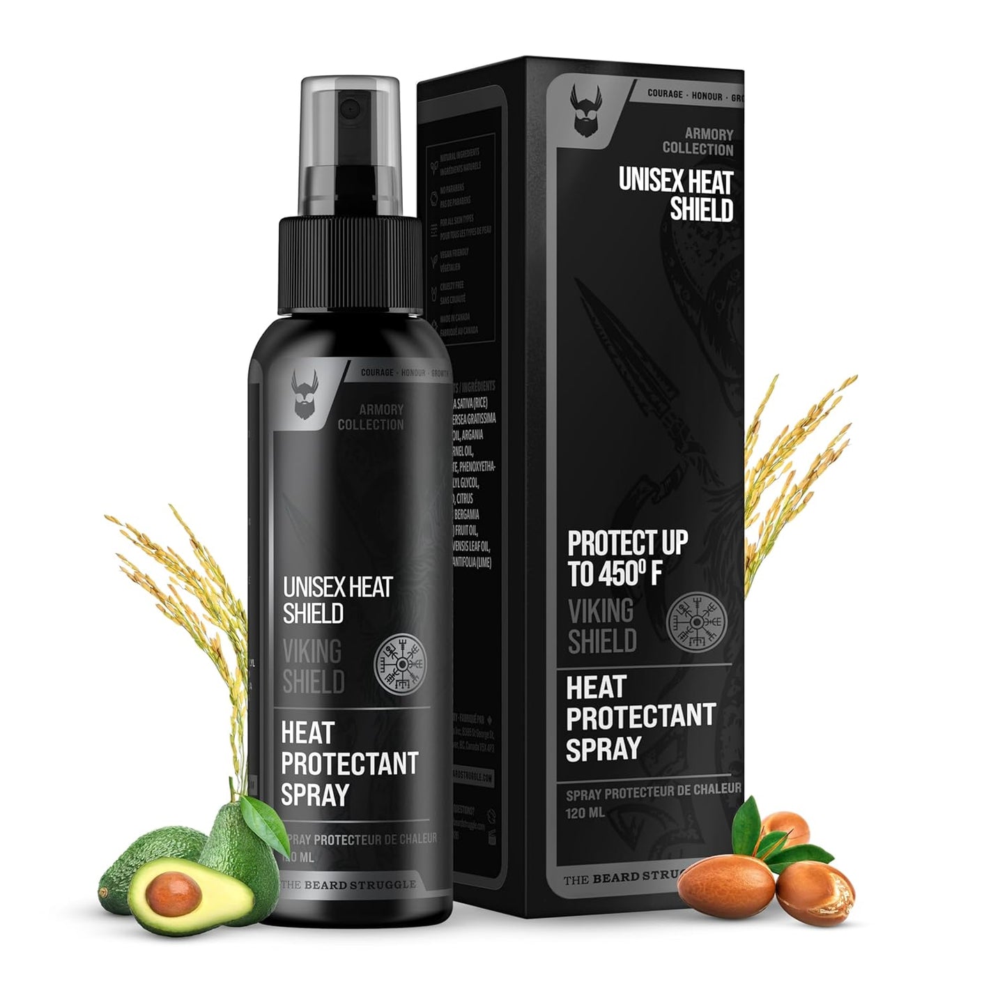 Viking Shield Beard Spray - Heat Protectant for Men | Argan Oil Thermal Protector - 4 Fl Oz, Protects Up to 450º F