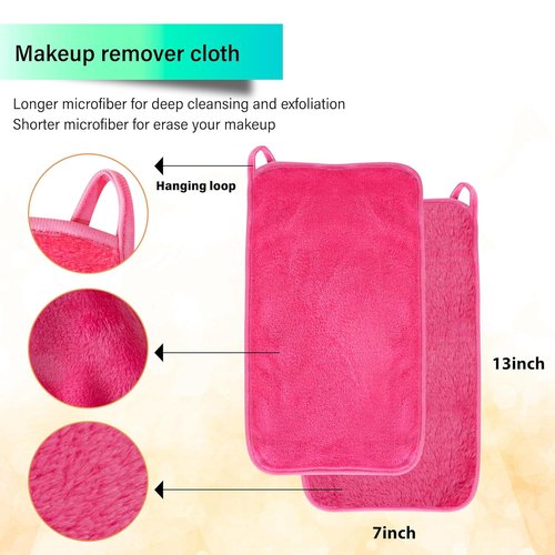 Nugilla Makeup Remover Cloths - 8 Pack Reusable Soft Microfiber Face Towels for Women