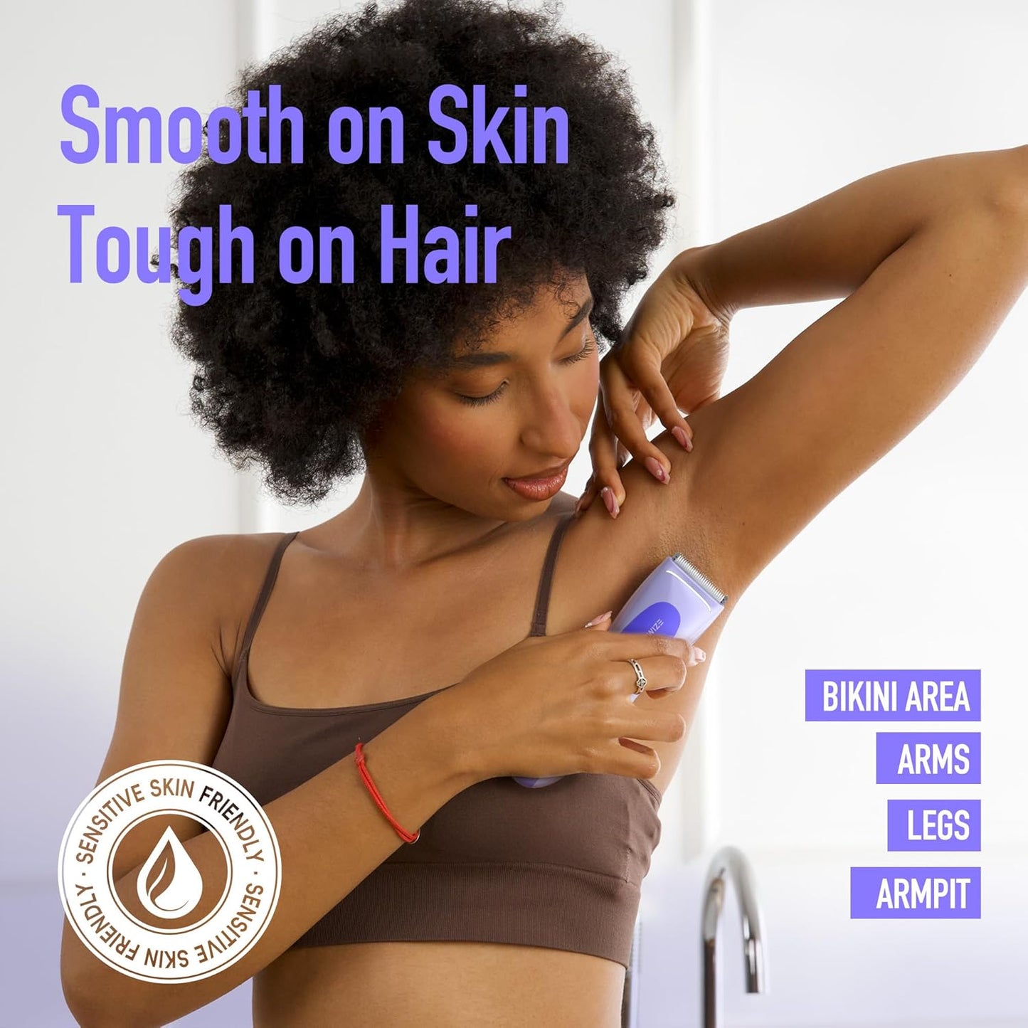 Skiennix Bikini Trimmer for Women - Electric Shaver with LED Light, IPX7 Waterproof, USB-C Rechargeable | Ceramic Blade, Violet Haze