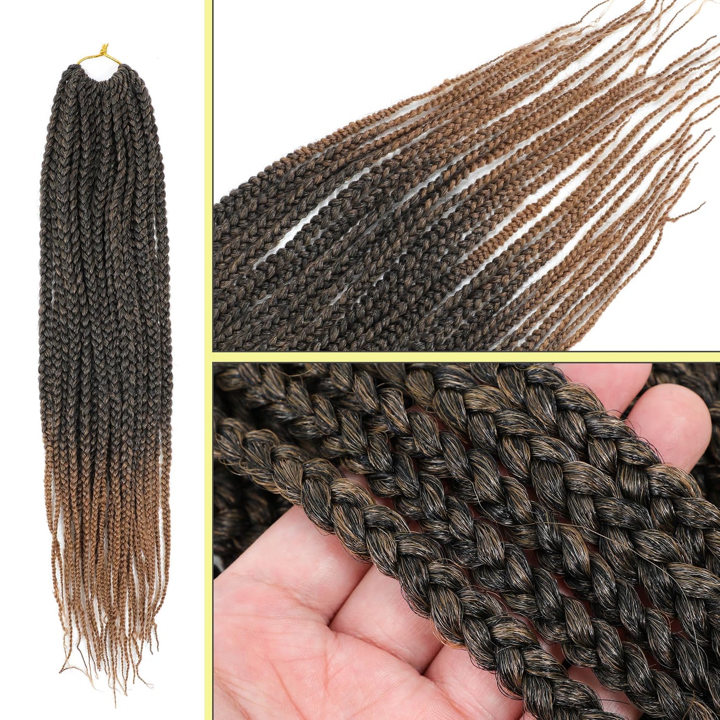 2 Packs 18 Inch 48 Strands Crochet Box Braids Crochet Hair Pre looped Crochet Hair Goddess Braid Hair Crochet Braids for Black Women Braiding Hair (T1b/27)