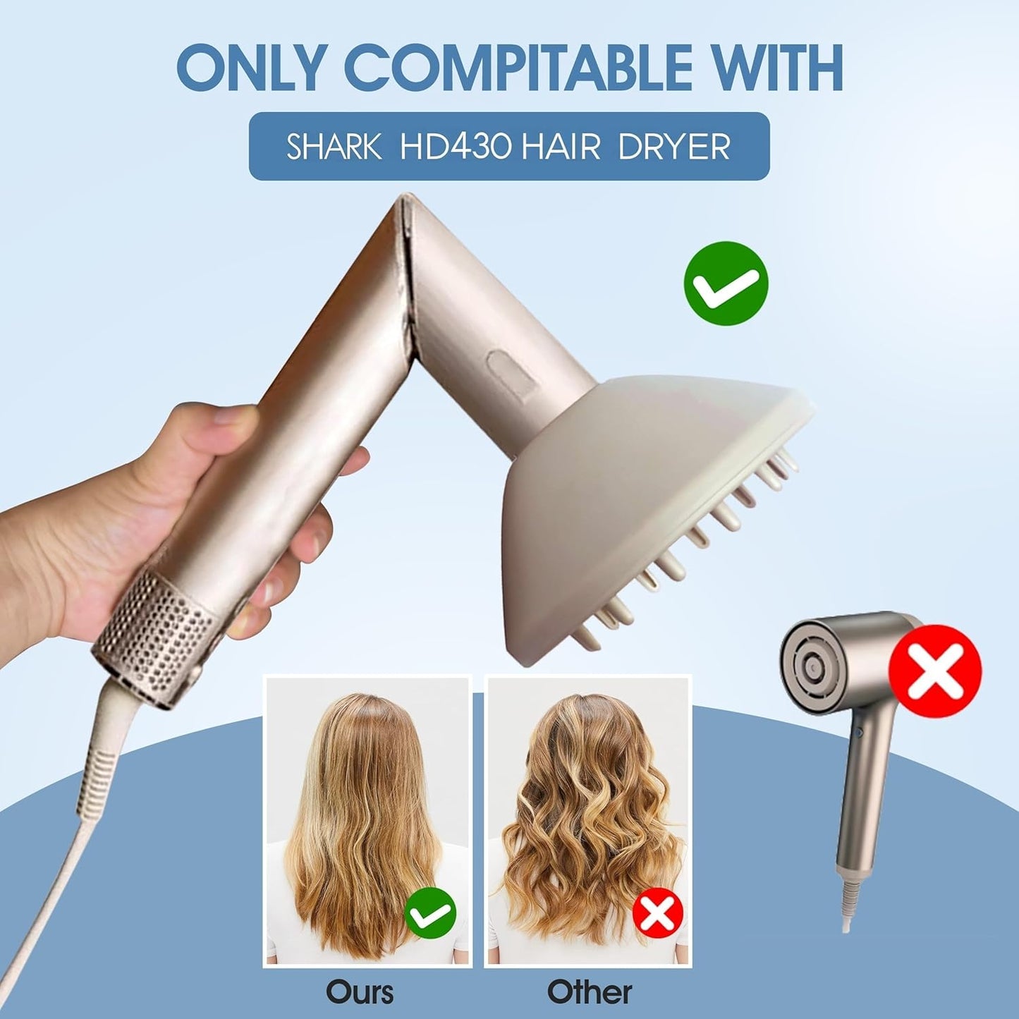 Shark FlexStyle HD430 Curly Hair Diffuser - Extendable Prongs for Wavy & Coily Styles