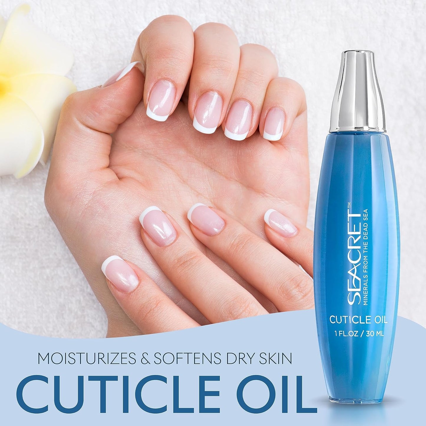 SEACRET Cuticle Oil - Fast-Absorbing Nail Treatment with Precision Dropper | Nourishing Dead Sea Minerals & Vitamin E