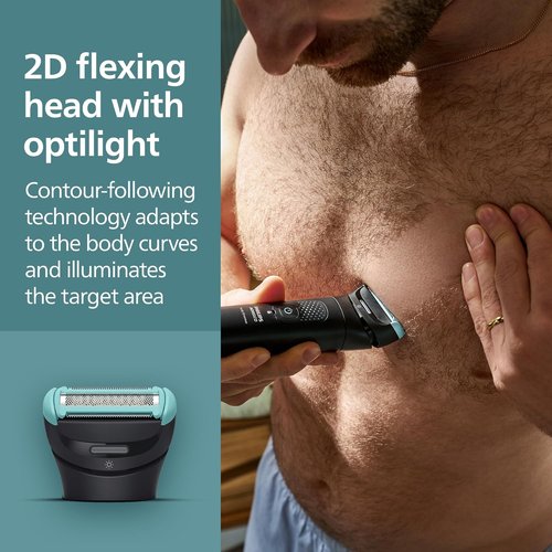Philips Norelco Body Groomer 7000 - Waterproof Men's Full Body Trimmer with Travel Case & 2D Flexing Head