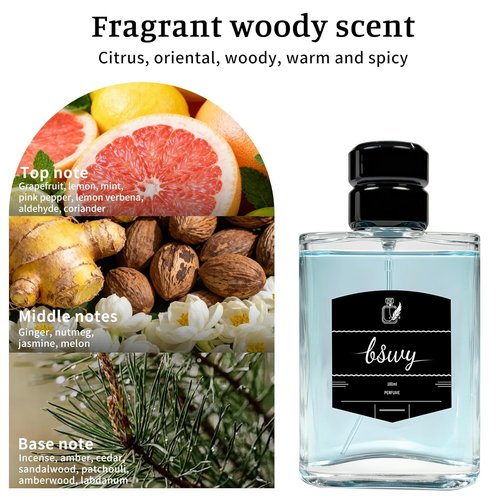 C. Bleu | Men's Eau de Parfum - Long Lasting Aromatic Woody Cologne with Grapefruit & Mint, 3.4fl oz