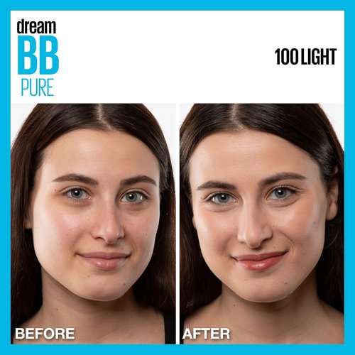 Maybelline Dream Pure BB Cream - 8-in-1 Skin Perfecting Beauty Balm with 2% Salicylic Acid | Oil-Free, Sheer Tint, 1 Count