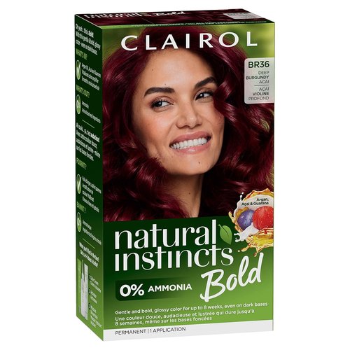 Clairol Natural Instincts Bold Hair Dye - BR36 Deep Burgundy Acai Color | 1 Pack