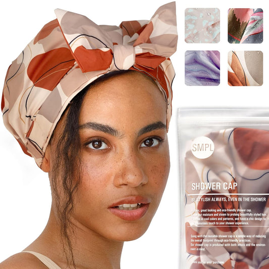 SMPL OBJECTS Luxury Waterproof Shower Cap - Fashionable Reusable Turban for Long Hair | Beige