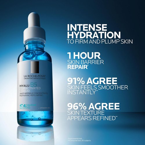 La Roche-Posay Hyalu B5 Pure Hyaluronic Acid Serum for Face, Vitamin B5 + Hyaluronic Acid + Madecassoside, Hydrating Serum Visibly Plumps Skin, Sensitive Skin Safe, Anti Aging, Oil-Free