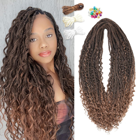 WIGNEE 24 Inches 20 Strands Double Ended Dreadlock Extensions Dreads Extensions Boho Curly Braid in Dreadlock Extensions Synthetic Dreadlock Extensions for White Women (24 Inch, 1B/30)