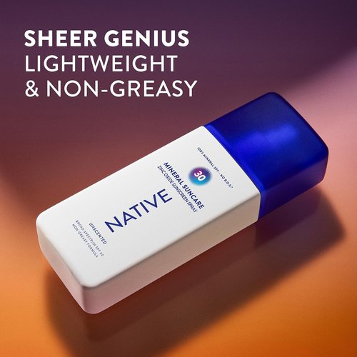 Native Mineral Sunscreen Spray SPF 30 - Unscented, 100% Mineral Zinc Oxide, Vegan, 7 oz