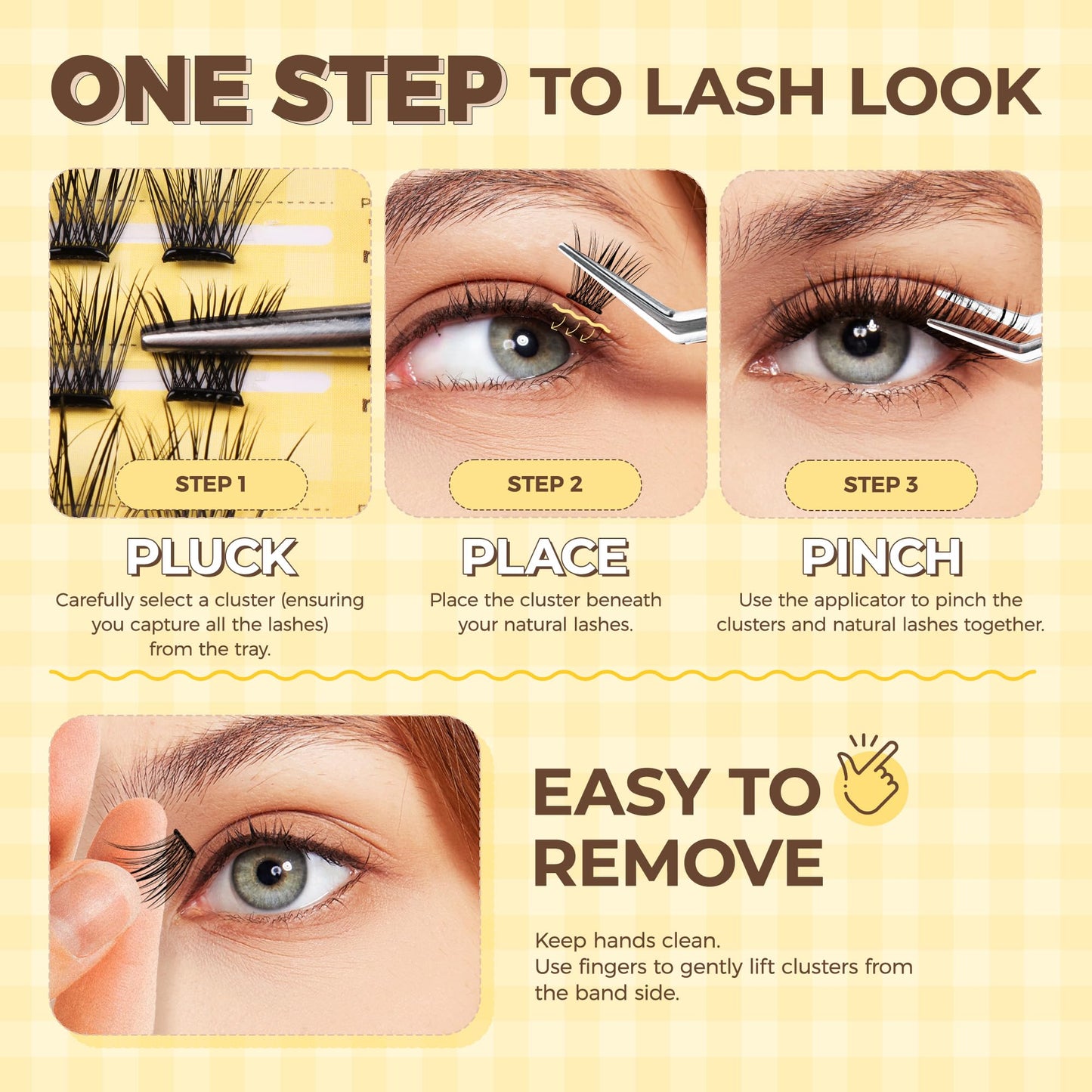 LASHVIEW Self Adhesive Lash Clusters Eyelashes,Press-on Lashes 10-16mm Individual Lash Extension Kit with Lash Tweezers,No Glue Needed Natural Self Adhesive DIY Eyelash Extension Kit (AC01 100PC)