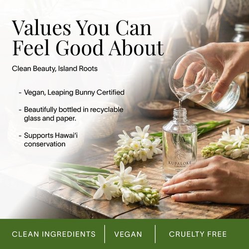 Kupaloke Tuberose Body and Hair Mist from Hawaii, Hair Perfume for a Light, Hydrating Refresh, Body Mist for Women and Men, Alcohol-Free, With Moisturizing Hyaluronic Acid & Glycerin, 3.4 oz