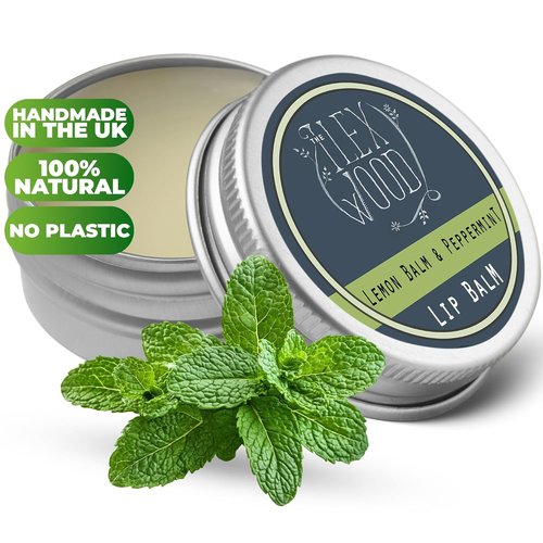 Ilex Wood Vegan Lip Balm - All-Natural Lemon Balm & Peppermint - Moisturizing Cold Sore Treatment - 10ml