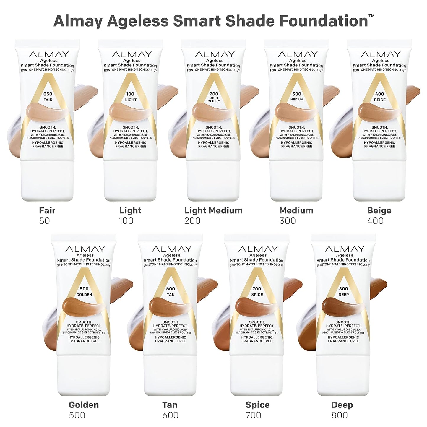Almay Anti-Aging Foundation - Smart Shade Makeup with Hyaluronic Acid & Vitamin C, 800 Deep, 1 Fl Oz