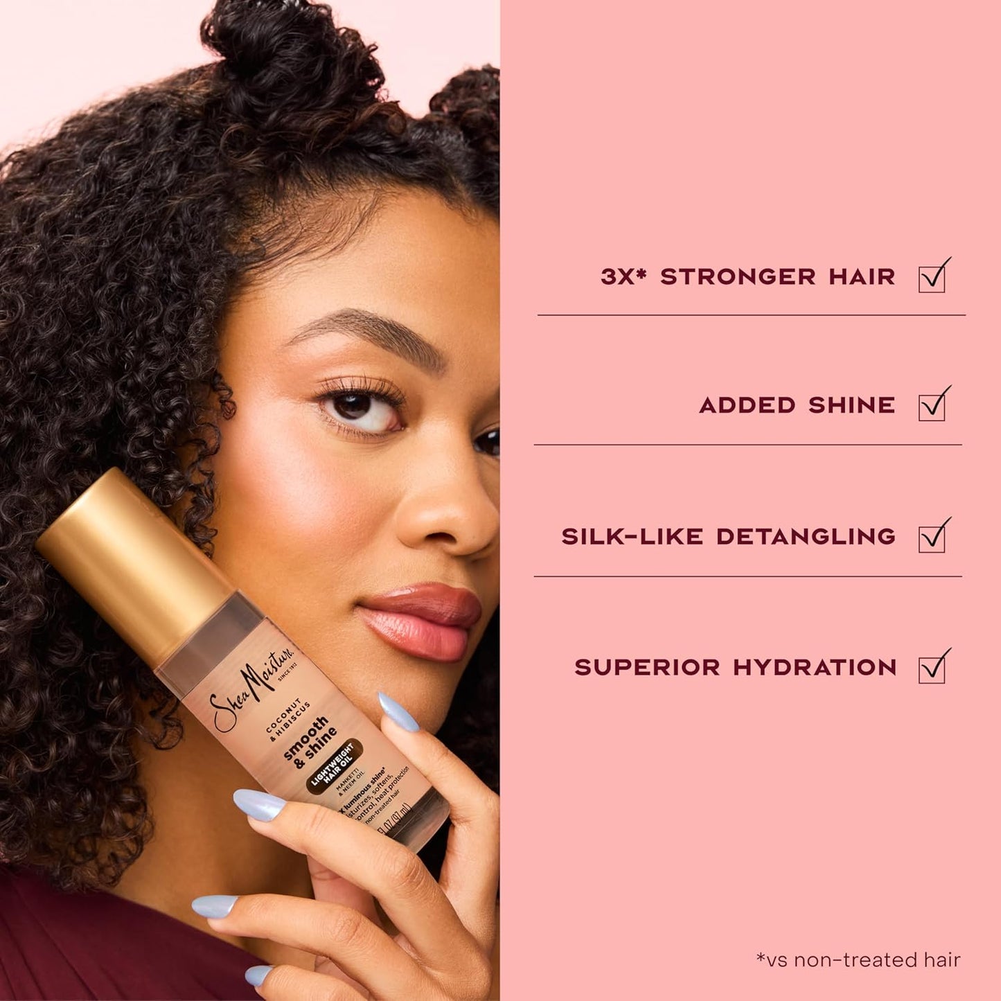 Shea Moisture Coconut & Hibiscus Smooth & Shine Oil - Softens & Hydrates Hair | 3.3 Fl Oz