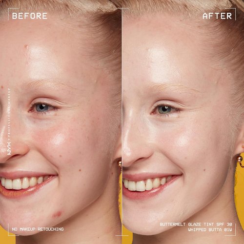 NYX Professional Makeup Buttermelt Glaze Skin Tint - Soft Glow Finish with SPF 30, 12HR Wear, 01 Whipped Butta