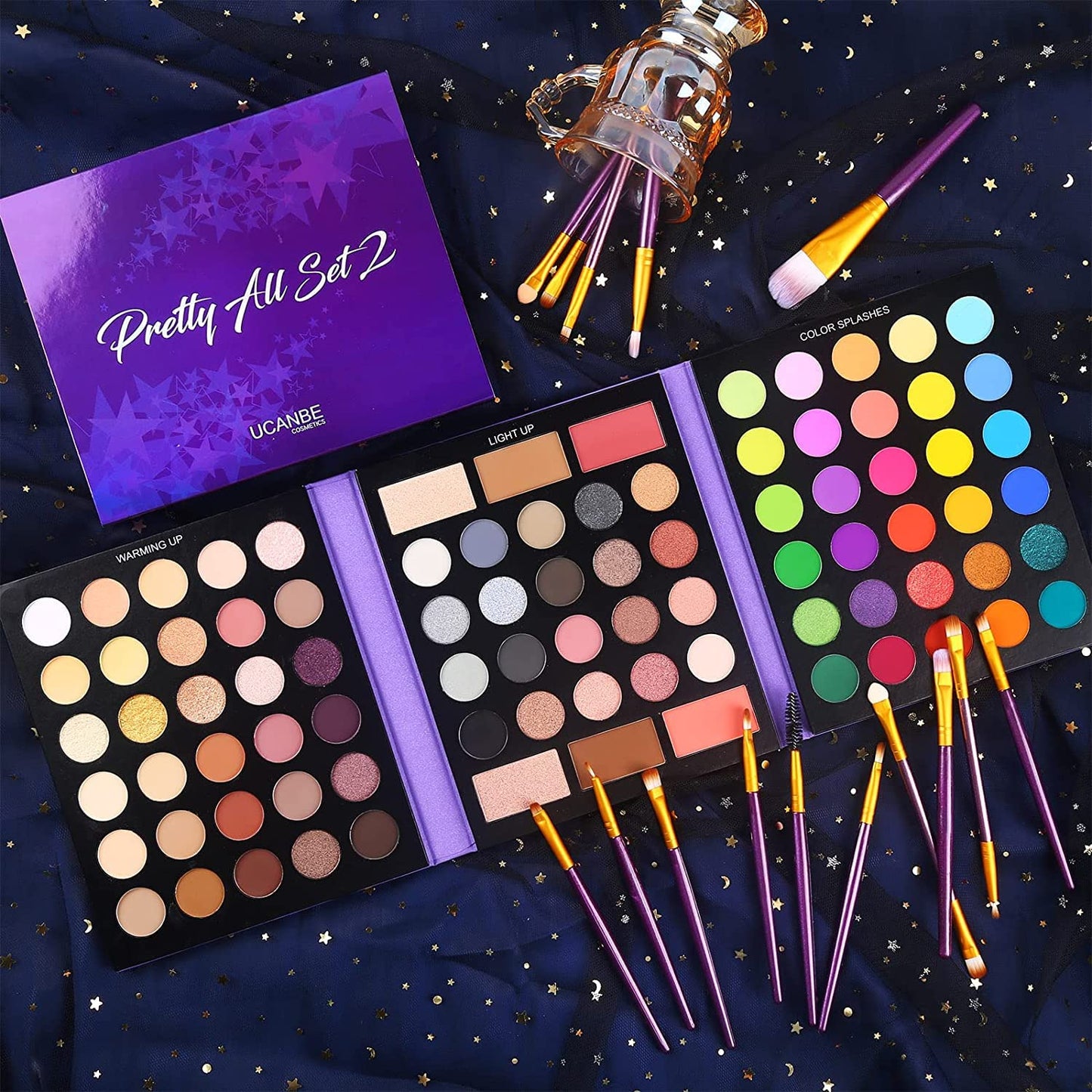 UCANBE 86 Colors Nude Eyeshadow Palette - Long Lasting, Highly Pigmented with 15 Makeup Brushes Set