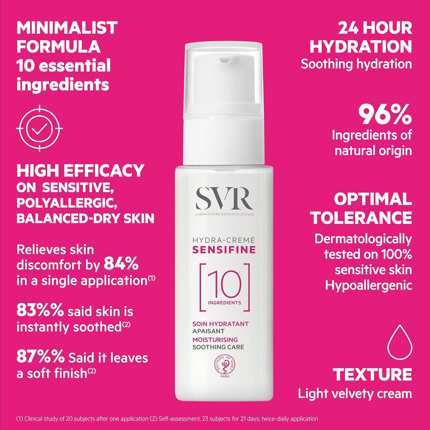 SVR Sensifine Hydra Face Cream - Fragrance-Free Moisturizer for Normal to Dry Skin | 24hr Hydration, 1.3 Fl. Oz.
