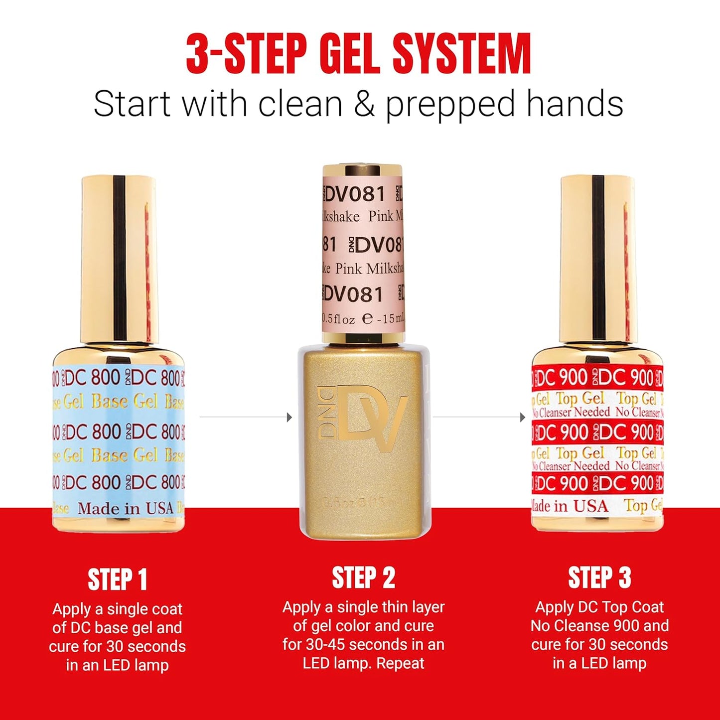 DND Gel Polish Set - Coquette Collection | UV/LED Gel & Air Dry Nail Lacquer Duo - 081 Pink Milkshake, 0.5 Fl Oz