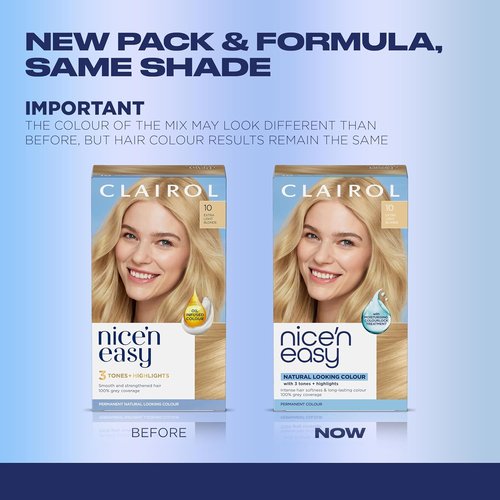 Clairol Nice'n Easy Permanent Hair Dye - 10 Extra Light Blonde Color, Pack of 3 | Long-Lasting Results