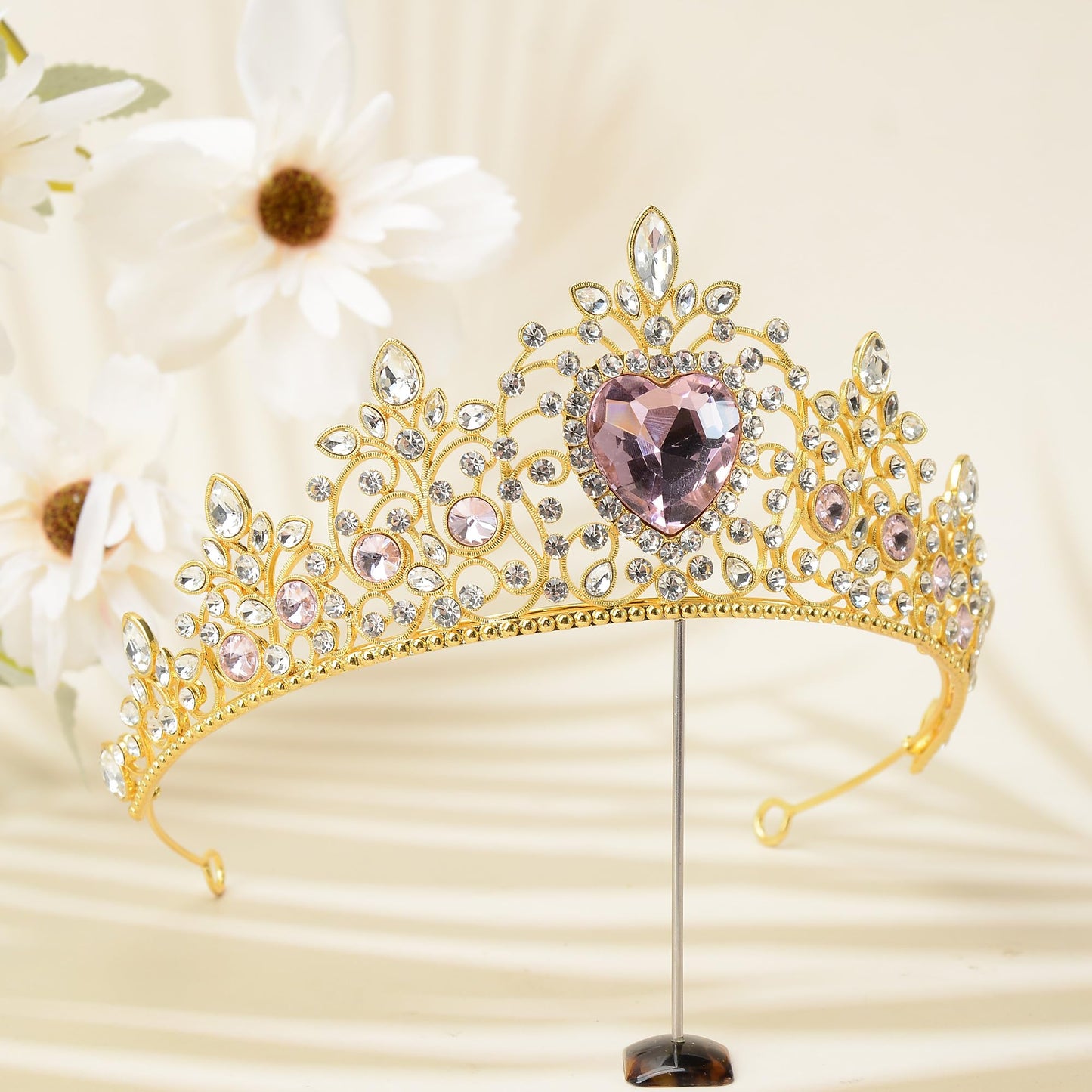 S SNUOY Tiaras and Crowns for Women Crystal Queen Crowns Rhinestone Princess Tiaras Hair Accessories for Bridal Birthday Prom Party - October Tourmaline