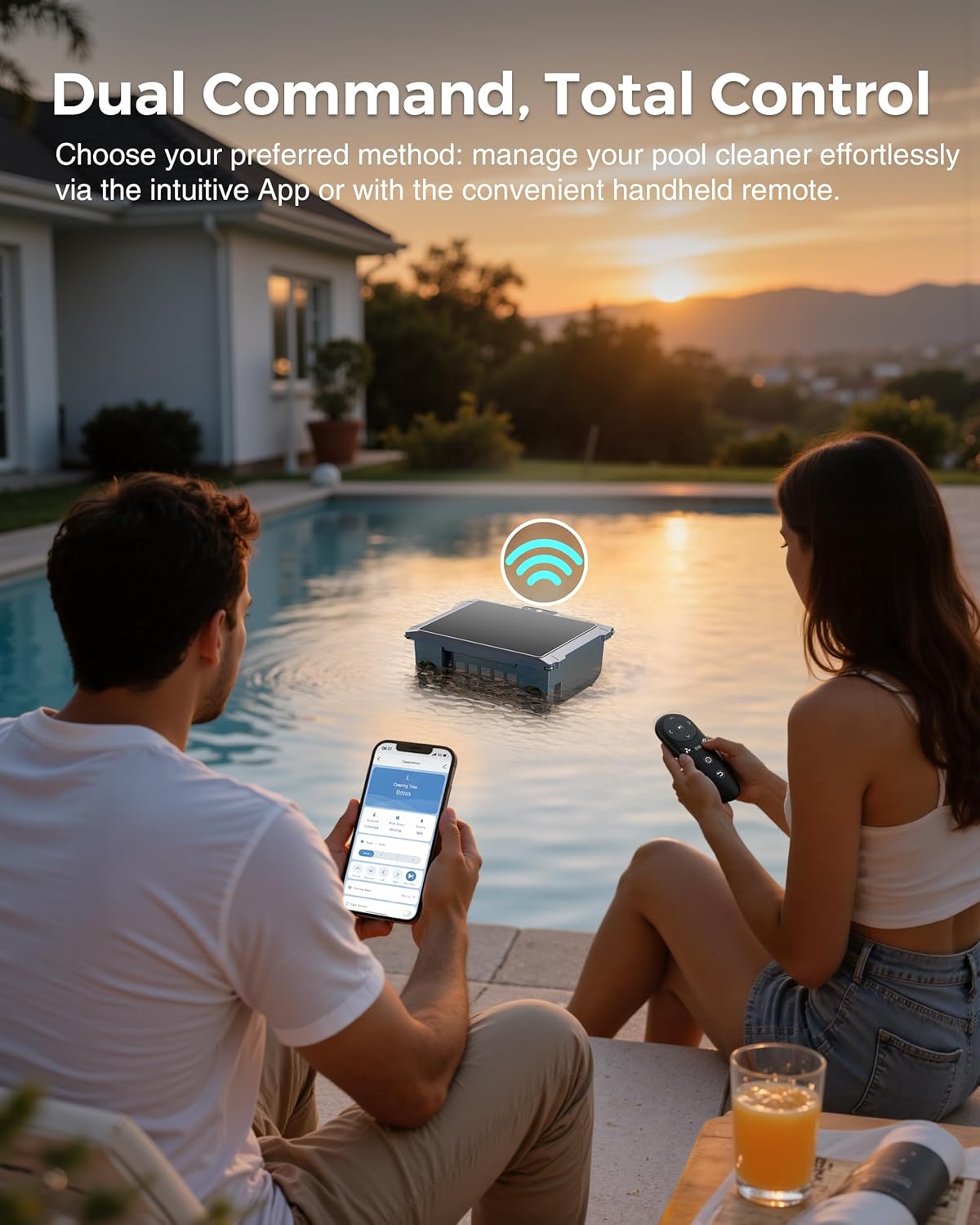 T2B Solar Pool Skimmer Robot - App & Remote Control | 2026 Upgraded Automatic Cleaner for Inground & Above-Ground Pools