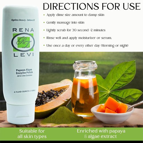 Papaya Algae Enzyme Polish - All-In-One Face Scrub for All Skin Types, 4 Oz | Sensitive & Acne-Prone
