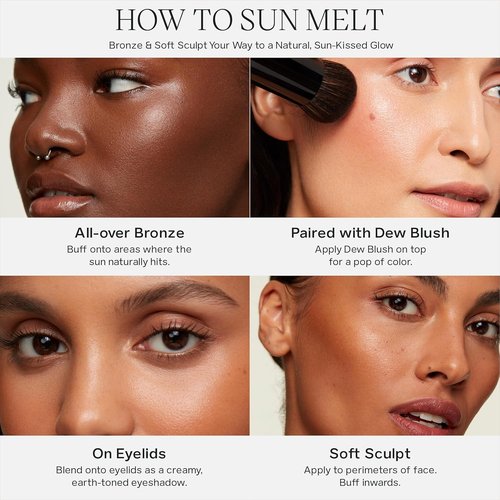 Saie Sun Melt Cream Bronzer - Buildable Balm for Effortless Sculpting - Enriched with Vitamin C, Natural Finish - Medium Bronze (1 oz)
