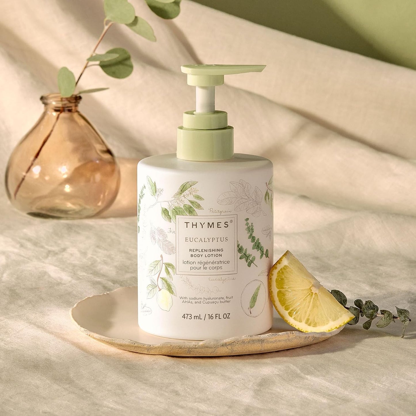 Thymes Replenishing Body Lotion - Moisturizing Formula for Dry Skin - Eucalyptus & Citrus Scent (16 fl oz)