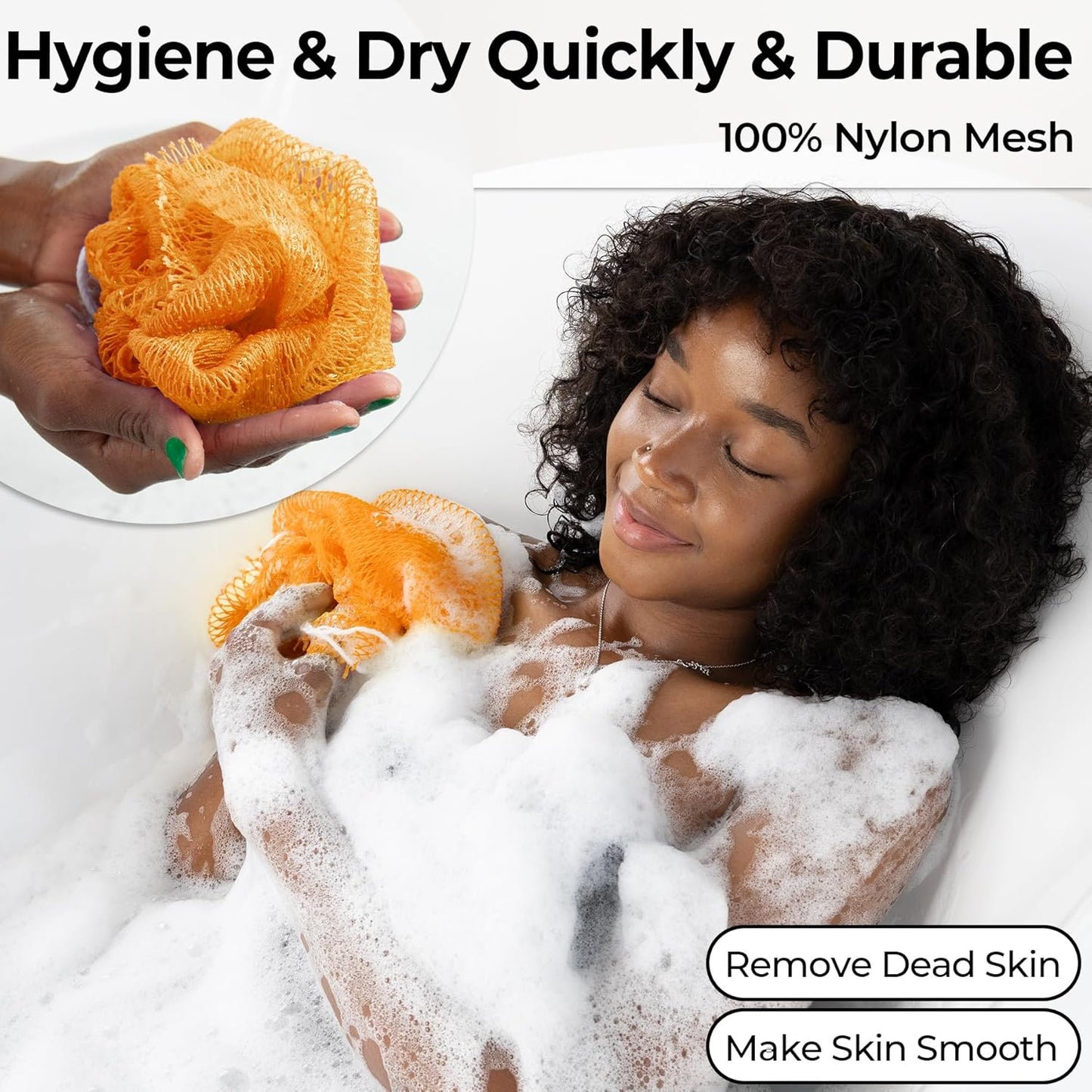 SeawaveTangerine African Net Sponge - Authentic Exfoliating Bath Scrubber | 2-Pack for Deep Cleansing