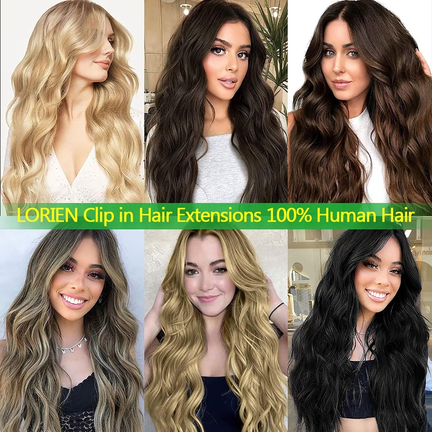 LORIEN Clip in Hair Extensions Real Human Hair, 16 Inch 90g, 1 Jet Black, Clip in 100% Brazilian Remy Human Hair Extensions 8pcs Per Set with 18 Clips Double Weft