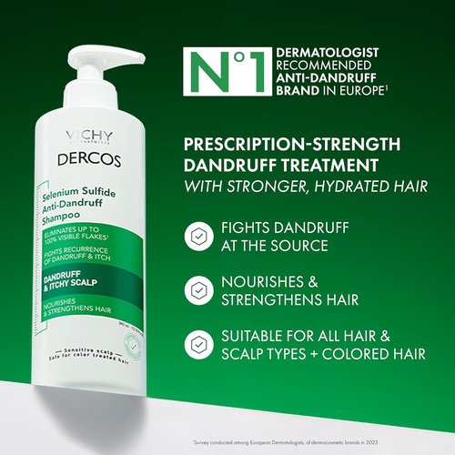 Dercos Dandruff Shampoo - Antifungal Treatment for Dry Scalp Relief | Prescription Strength Selenium Sulfide