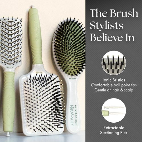 Olivia Garden NewCycle Hair Brush - Eco-Friendly Design for All Hair Types | Quick Styling & Long-Lasting Results