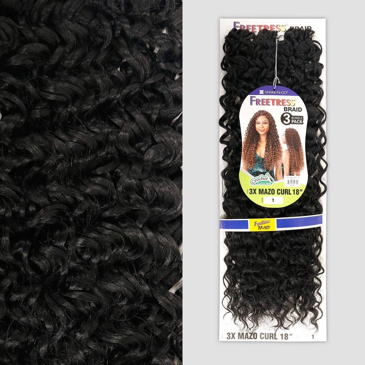 FREETRESS SYNTHETIC CROCHET BRAID 3X MAZO CURL 18" (1)