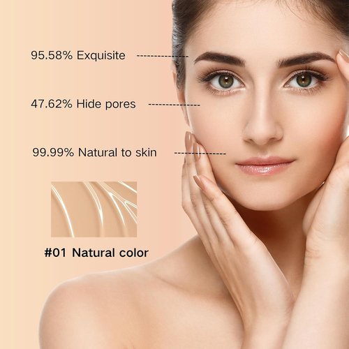 Regine Switzerland BB Cream Tinted Moisturizer - SPF 50, 9-in-1 Full Coverage, Oil-Free, Natural Color (#01) with Puff