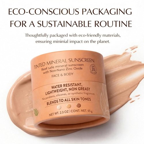 NATÚ BOTANICALS Tinted Mineral Sunscreen SPF 35 - Lightweight Zinc Oxide Sunblock for Sensitive Skin - Reef Safe