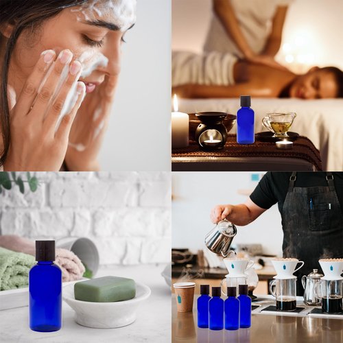 4oz Empty Cobalt Blue Plastic Squeeze Bottles with Disc Top Flip Cap (6 pack); BPA-Free Containers For Shampoo, Lotions, Liquid Body Soap, Creams