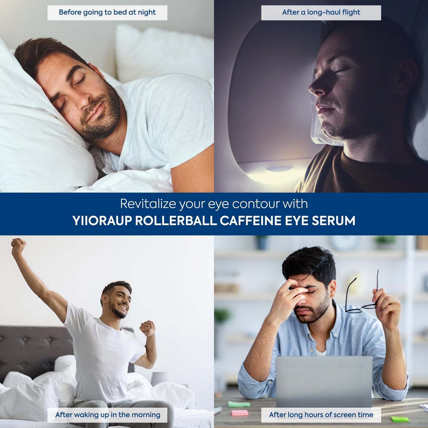 Eye Bags Treatment for Men: Eye Roller for Puffy Eyes and Under Eye Puffiness Reducer – Caffeine Eye Cream for Dark Circles and Wrinkles