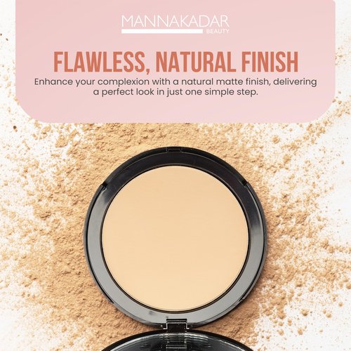 Manna Kadar Beauty Compact Dual Pressed Powder, C3 Linen Shade for Medium Skin Tone, Medium to Full Coverage Oil Absorbing Foundation and Setting Face Powder, Long-Lasting Flawless Matte Finish