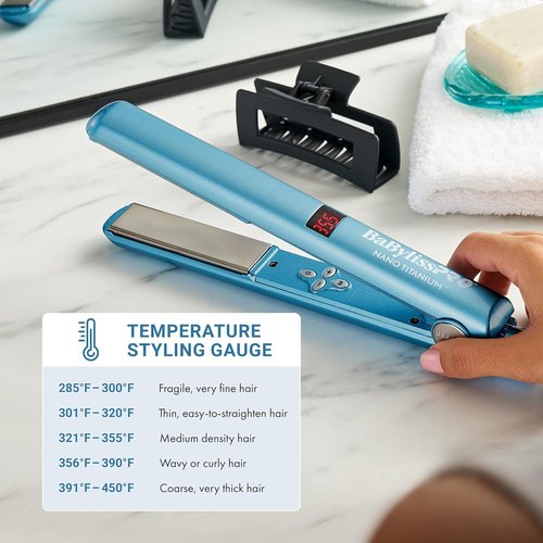 BaBylissPRO Nano Titanium Flat Iron - Digital Hair Straightener for All Hair Types | Salon-Quality Results